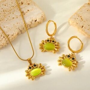 Gold and Green Crab Jewelry Set